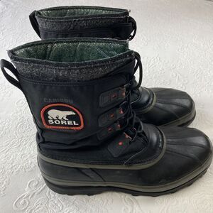 Sorel Caribou Boots Men's 15 Black Waterproof Winter Snow Insulated Outdoor Warm